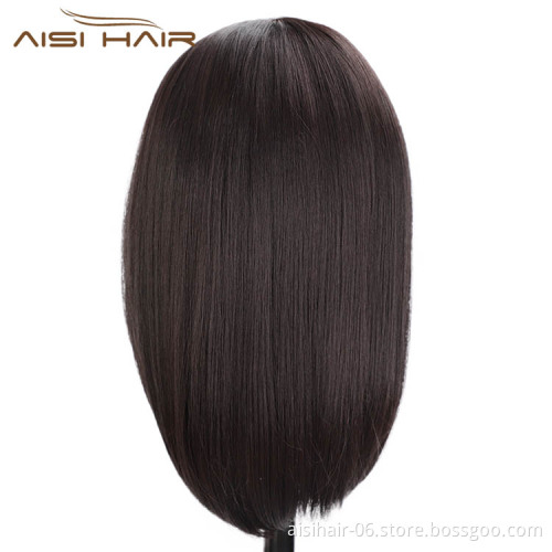 Aisi Hair Medium Long Natural Black Wig Silky Straight Front Lace Wig Synthetic Natural Wave Lace Frontal Hair Wigs For Women